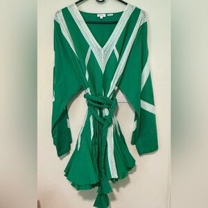 RHODE Vibrant Belted Kelly Green Mini Dress